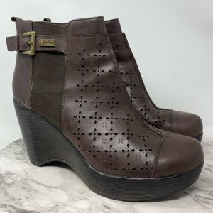 Jambu Brighton Textured Chunky Platform Wedge Booties 10 Comfort Bohemian Preppy